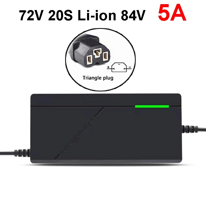72V 5A Battery Charger For Lithium 20S 84V Lithium-ion Battery Pack Charger Intelligent Smart Charging EU/US Plug