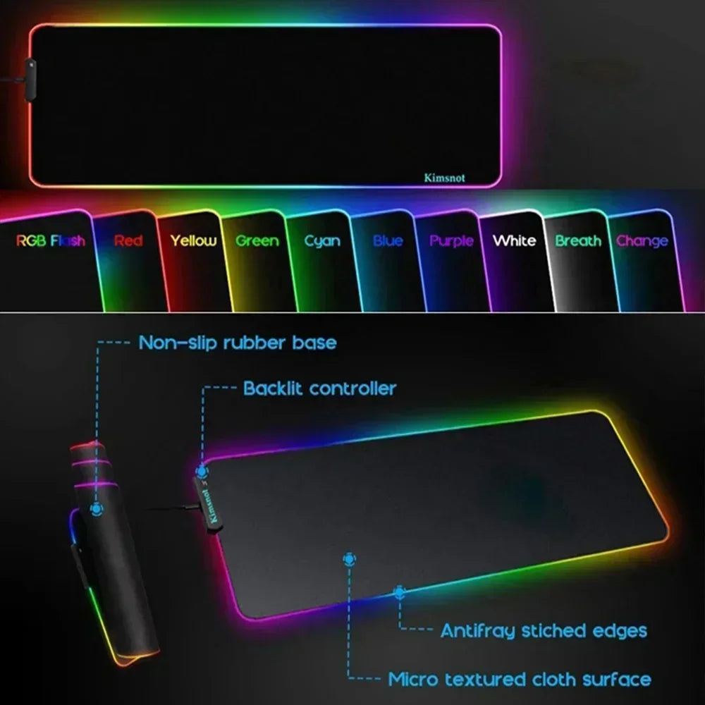 RGB Pc Gamer S-Star Treks Keyboard Expansion Mouse Pad LED Glowing Mat Rubber Backlight Gaming Computer Laptop Home Office Setup