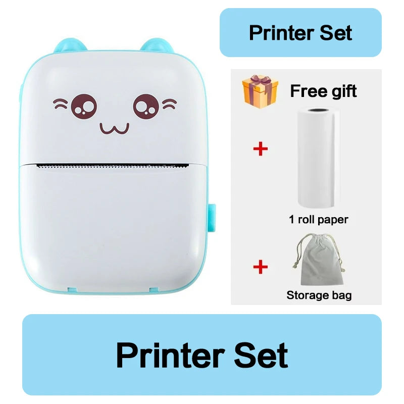 Mini Bluetooth Thermal Printer 200dpi for Labels, Photos, and Memo Printing - Portable with USB Cable