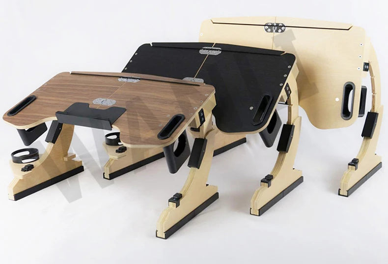 Desktop computer stand, portable and foldable stand, multi-functional reclining desk, made of wood, 360° adjustable laptop stand