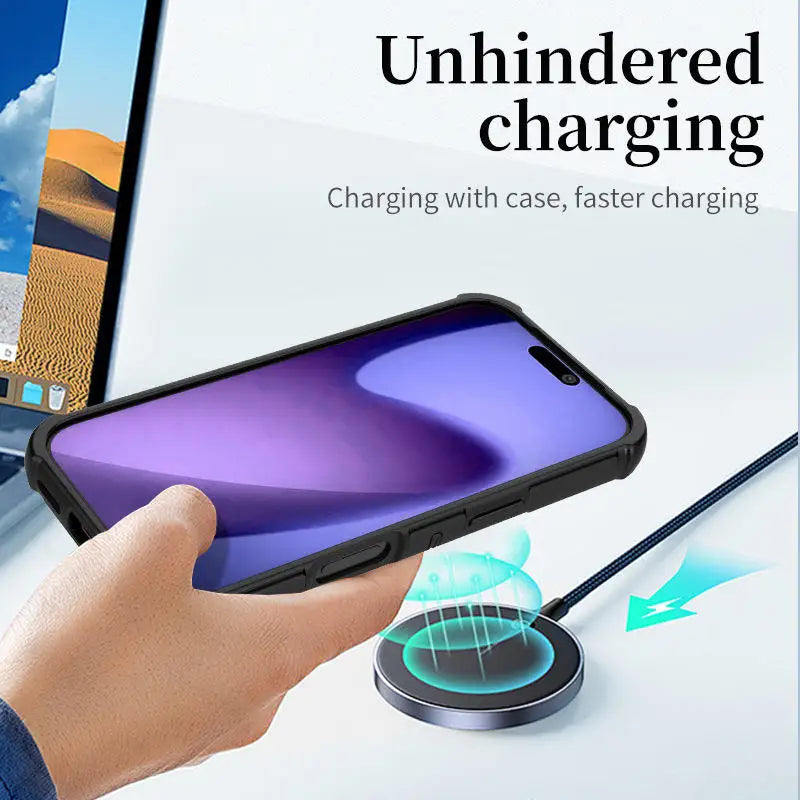 For IPhone 17 Pro Max/17 Pro/16 15 14 13 Magnetic Phone Case TPU+PC Four Corners Airbag Armor Hard Cover Magsafe For IPhone Air