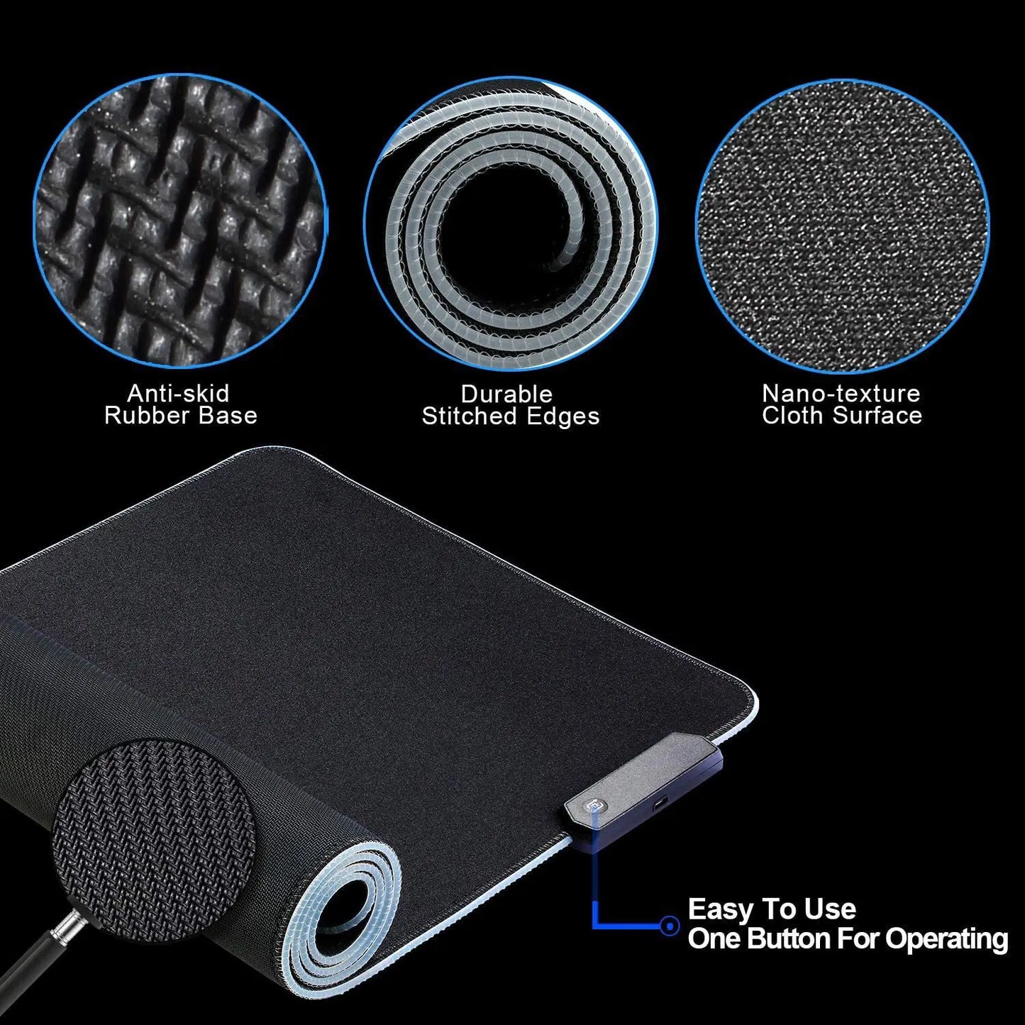 RGB Glow Gaming Desk Mat: Extra Large Thick LED Mouse Pad with Keyboard Space, Anti-Slip Base for PC Gamer
