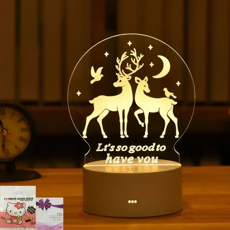 Romantic Love 3D Acrylic Neon Sign Led Lamp for Home Children's Night Lights Table Lamp Birthday Valentine's Day Bedside Lamp