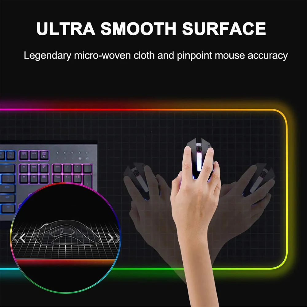 RGB Pc Gamer Keyboard Mouse Pad Mousepad Cute Anime Gengars LED Glowing Mouse Mats Rubber Gaming Computer Mausepad