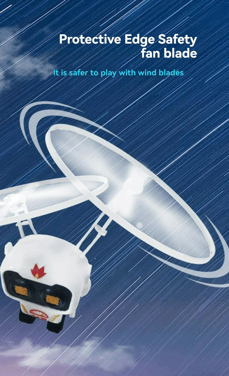 Levitating Luminous Flying Robot Astronaut Toy Aircraft Hand-Controlled Drone Interactive with Lights Outdoor Toys for Kids Gift