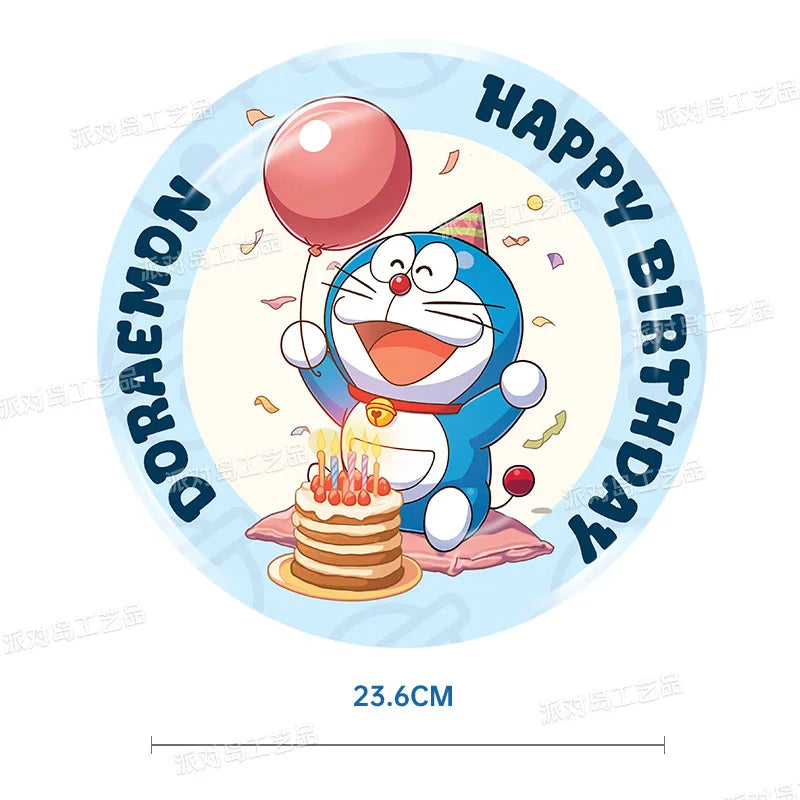 Cute Doraemon series Birthday Party dinnerware Disposable Banner Cake Topper Hanging Flag Doraemon Balloons Birthday Decoration
