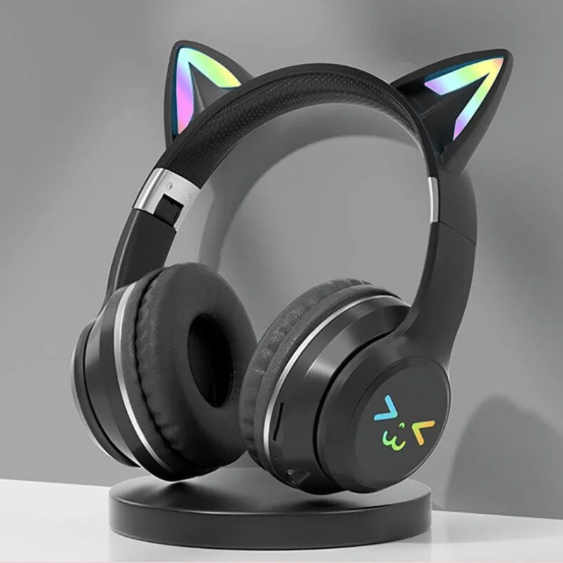 Original Cat Ear Bluetooth Headsets Wireless Earphones RGB Glow With Cable Smartphone Sport Headset Gaming Headphones for Pc