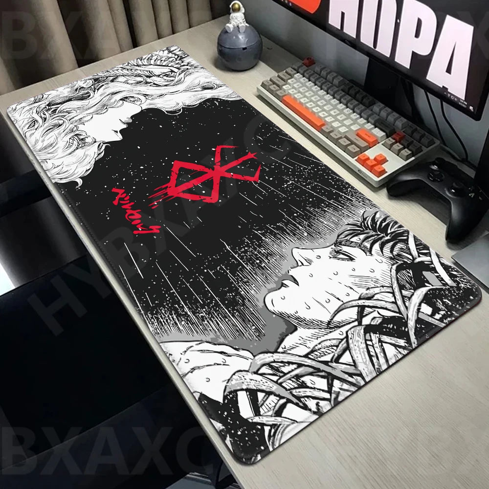 Guts sword in berserk Mouse Mat Berserk Guts Gamer Gaming Mouse Pad Computer Accessories Big Keyboard Laptop Padmouse Speed Desk