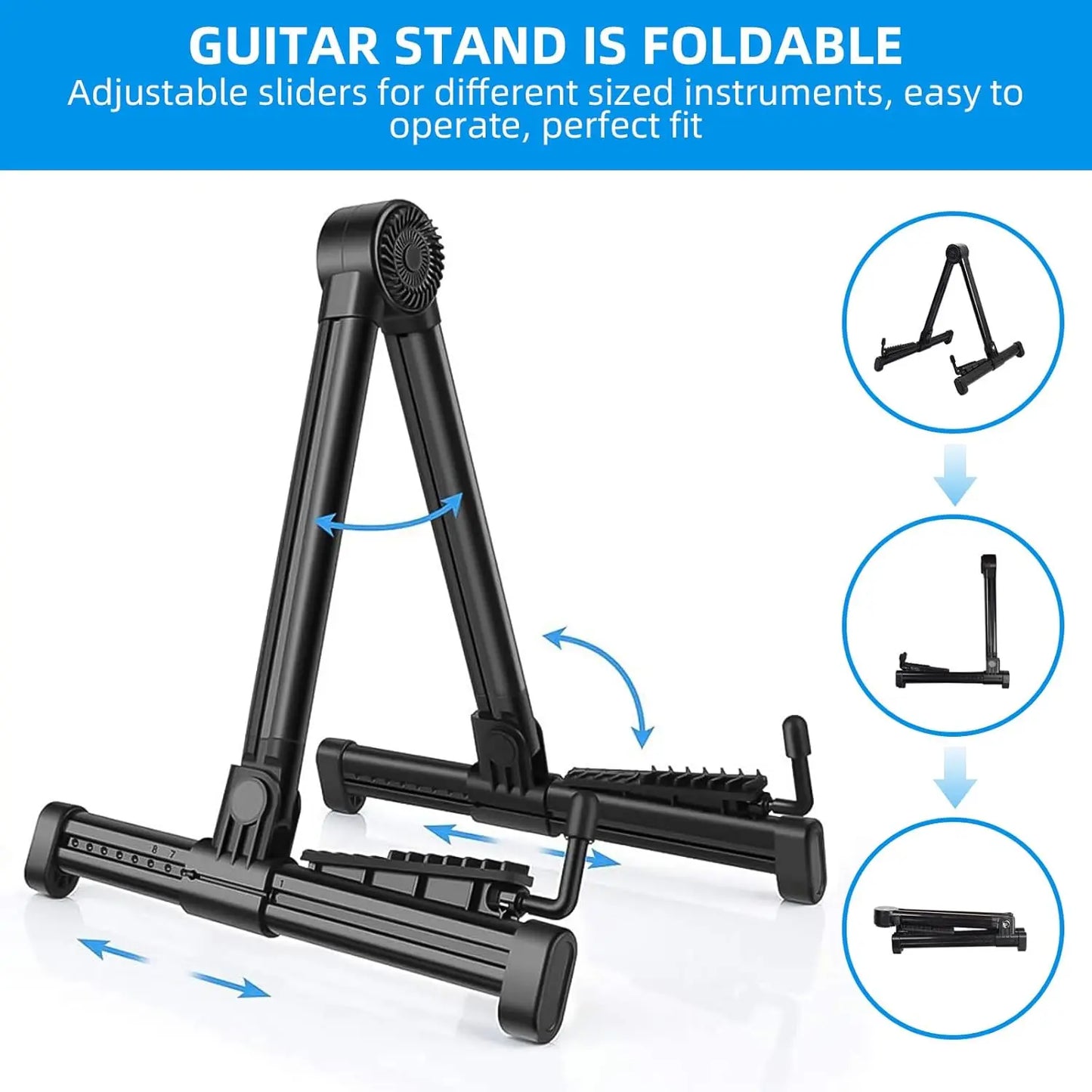 1 Foldable Guitar Stand, Suitable for Acoustic Guitars, Electric Guitars, and Basses, Lightweight and Easy to Use, Home Floor Stand