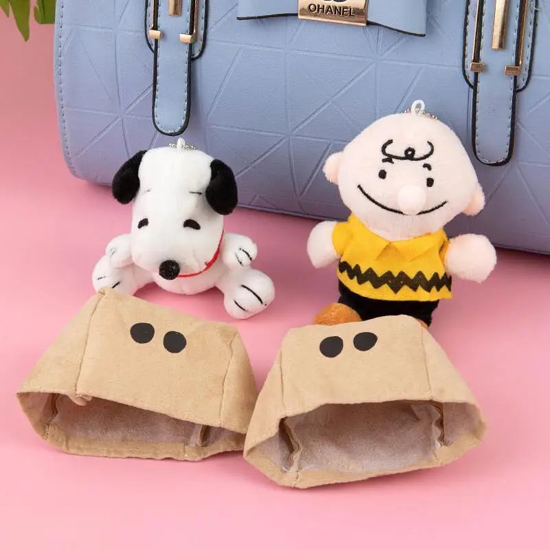 Snoopy Charlie Plush Doll Anime Doll Face Masked Keychain with Hood Plush Doll Pendant Cartoon Cute Children Birthday Toy Gift