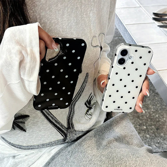 Polka-dot Mobile Phone Case Suitable For Iphone17/16/pro/promax Fashion Mobile Phone Decoration Ins Style Mobile Phone Case