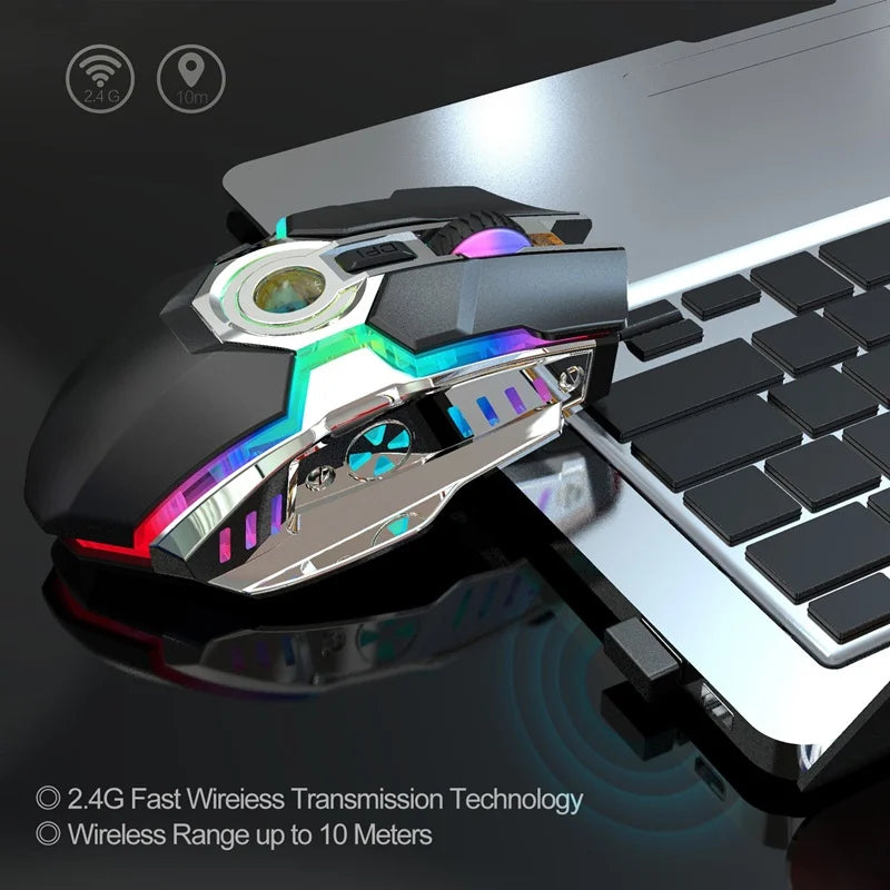 RGB Luminous 2.4G Wireless Mouse Wireless Charging Mechanical Gaming Office Mouse Three Levels DPI Adjustable Mouse 2026 New