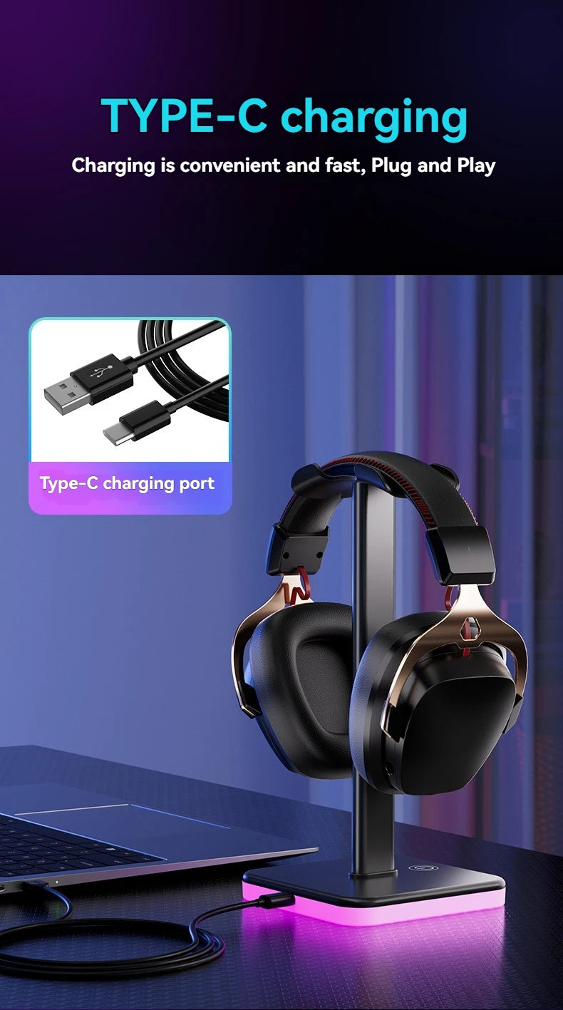 Headphone Stand with RGB Lighting - Adjustable Color Control for Gaming Headset Storage and Display