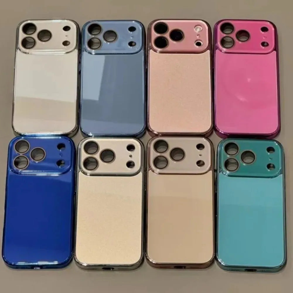 Luxury Tempered Glass Camera Protection Case for iPhone 17 16 15 14 13 12 11 Pro Max Plating Bumper Shockproof Hard Back Cover