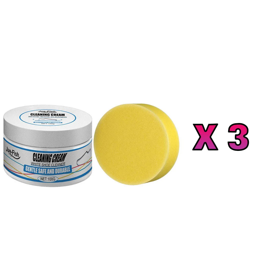 White Shoes Cleaning Cream With Wipe Sponge Stains Remover Shoes Whitening All-Purpose Cleansing Cream For Shoes Sneakers
