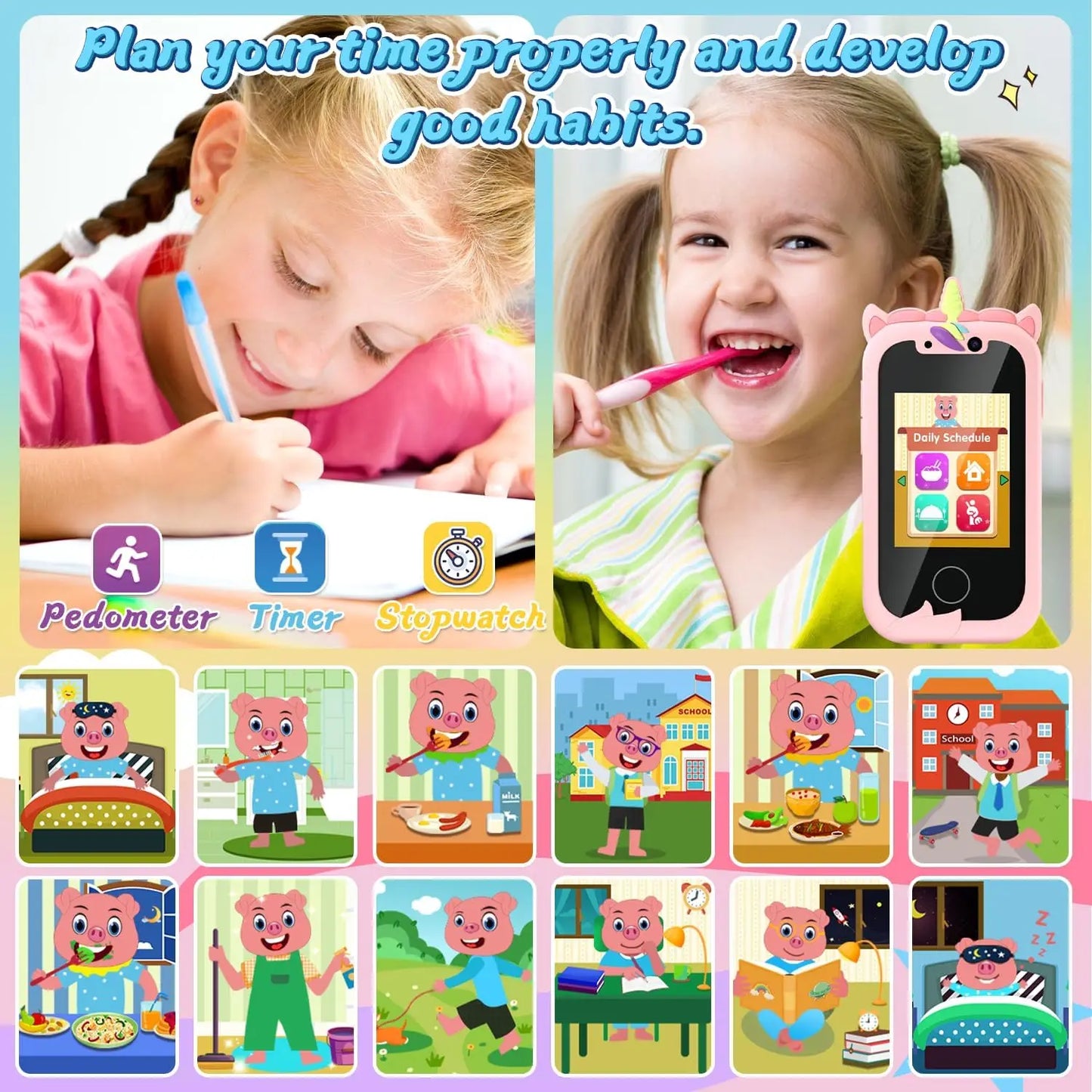 Kids Smart Phone Camera Toys Touchscreen Learning Toy for 3-12 Year Old Boys Girls Phone MP3 Player Christmas Birthday Gifts
