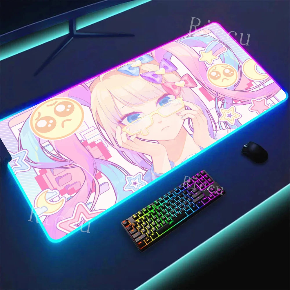RGB HD Needy Girl Overdose MousePad Gamer Desk Mat Large Mousepad Compute Deskpad Art Gaming Mouse Mats Pc Company Pads E-Sports
