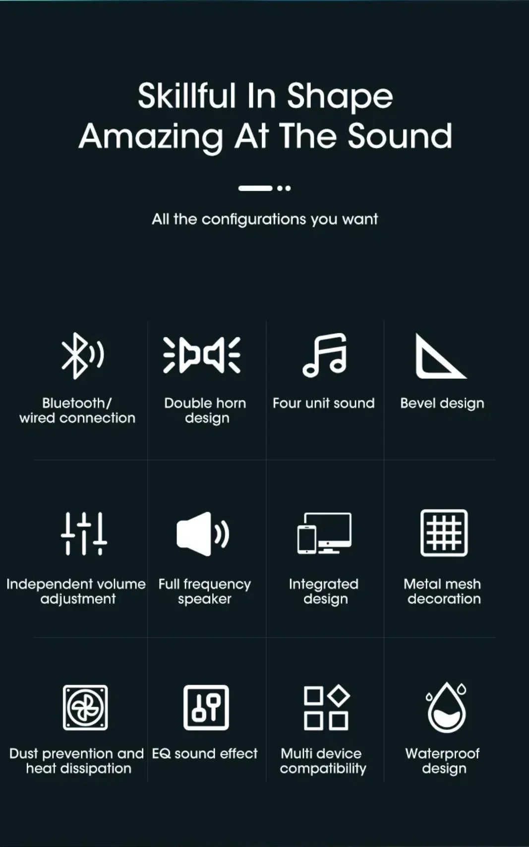 3D Surround Soundbar Speaker System - Subwoofer Stereo Music Box, Multi-functional for Computer and TV, Immersive Speaker