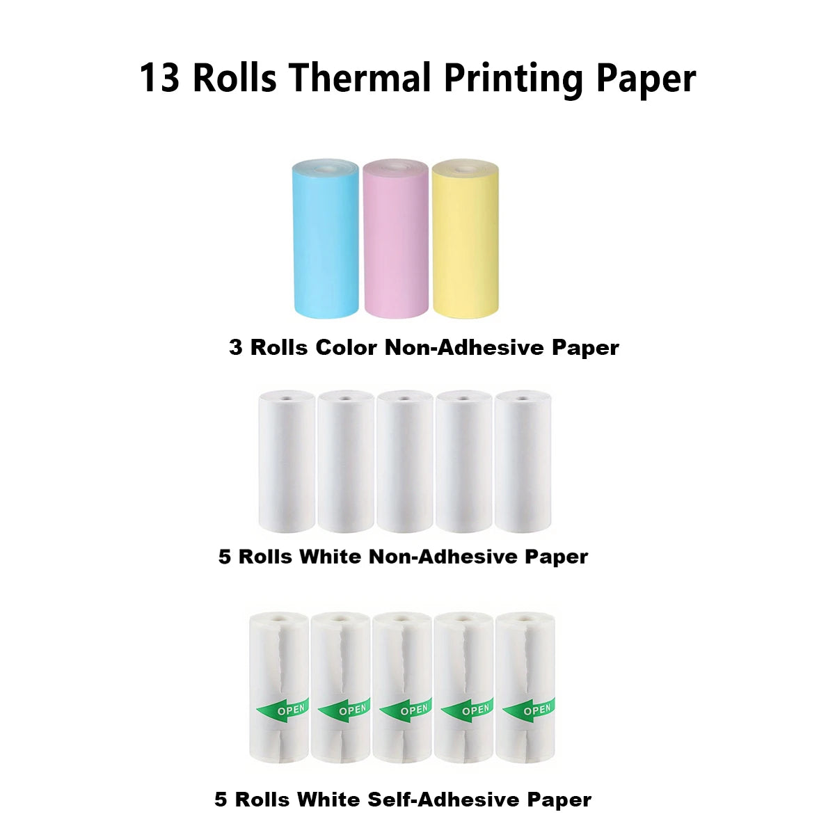 [Mini Portable Printer] Mini Portable Thermal Printer | 13 Rolls | Print Pictures, Photos, Labels, Text, To-Do Lists | 57*25mm