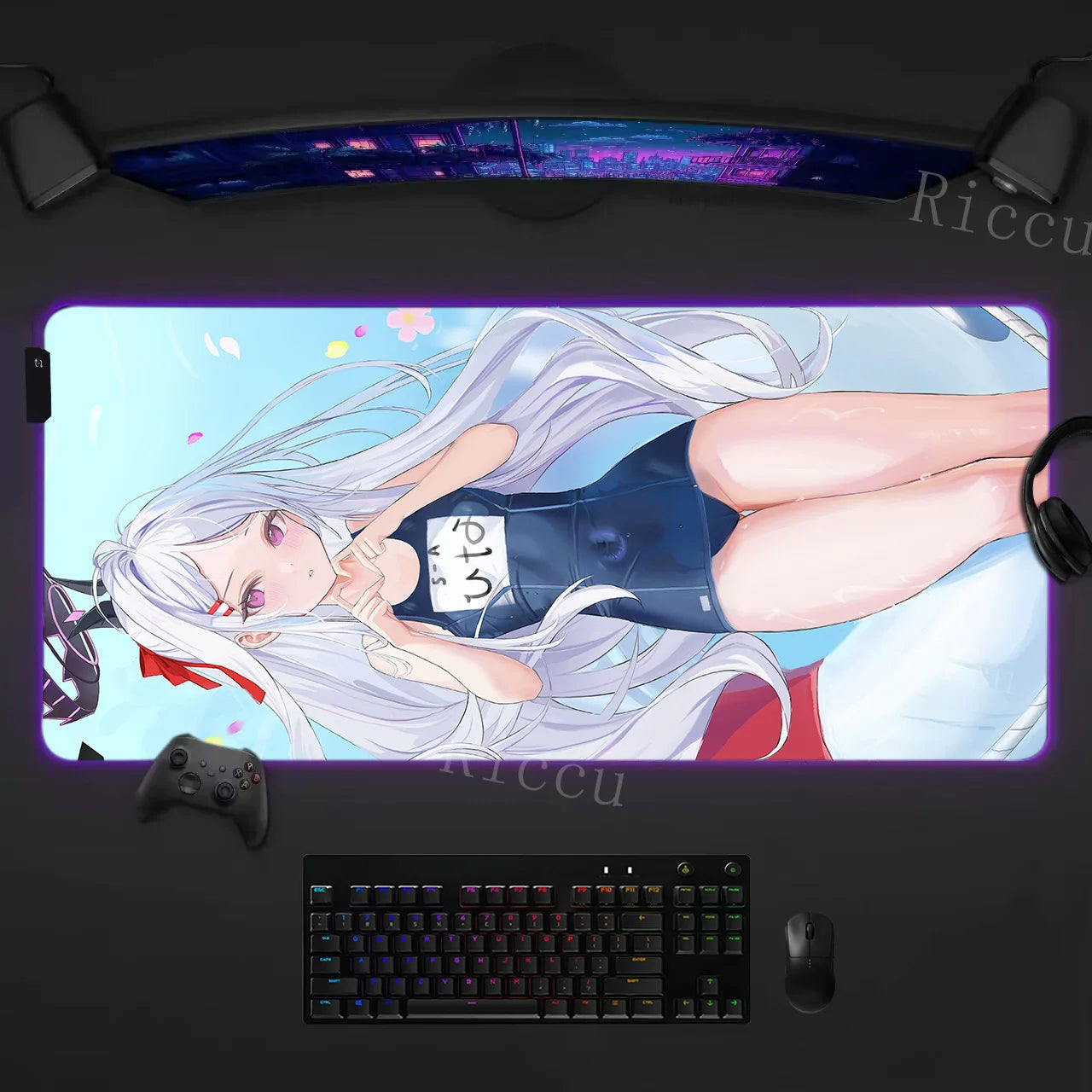 RGB HD Ryuuge Kisaki Blue Archive Game Mousepad Large Keyboard Desk Mat Gaming Mouse Pad LockEdge Edge PC Computer Mat E-Sports