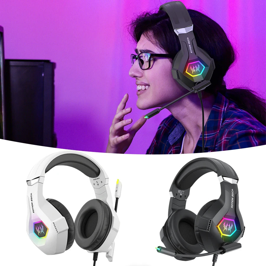 RGB Wired Gaming Headset with Noise Cancelling Mic for PC PS4 PS5 Xbox - over Ear Design Surround Sound Gaming Headphones