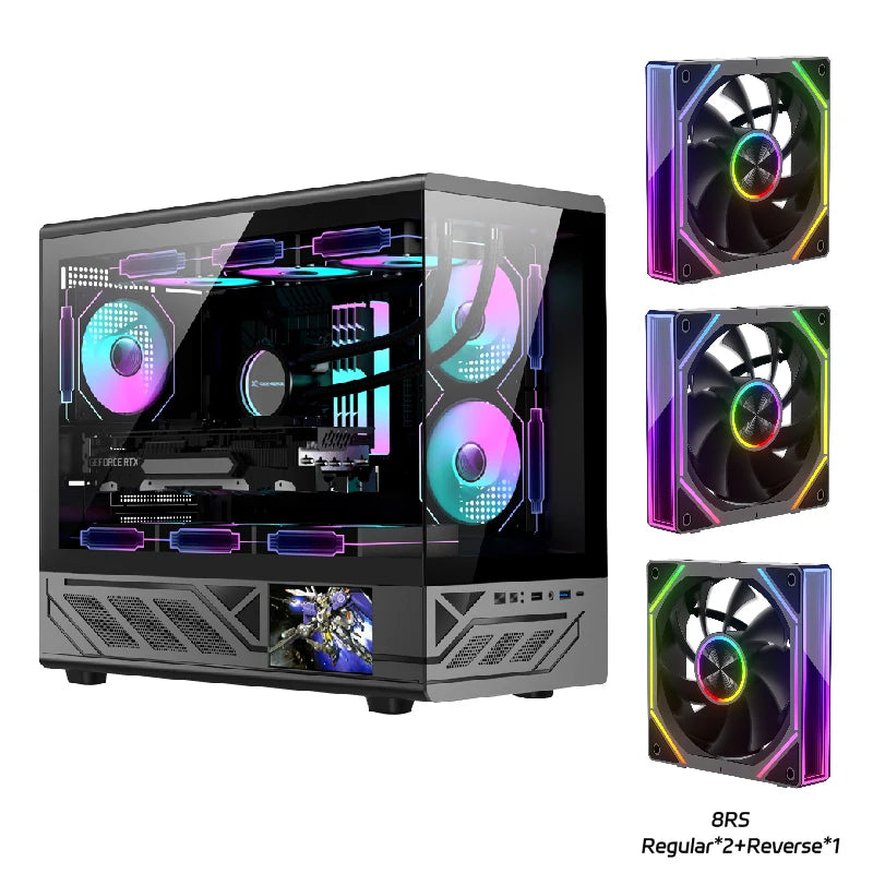 PowerTrain X-GAMERX H6 PC gaming case MATX ITX Sea View Room Resolution 480×854 5-inch LCD Screen 360 water cooler Computer Case