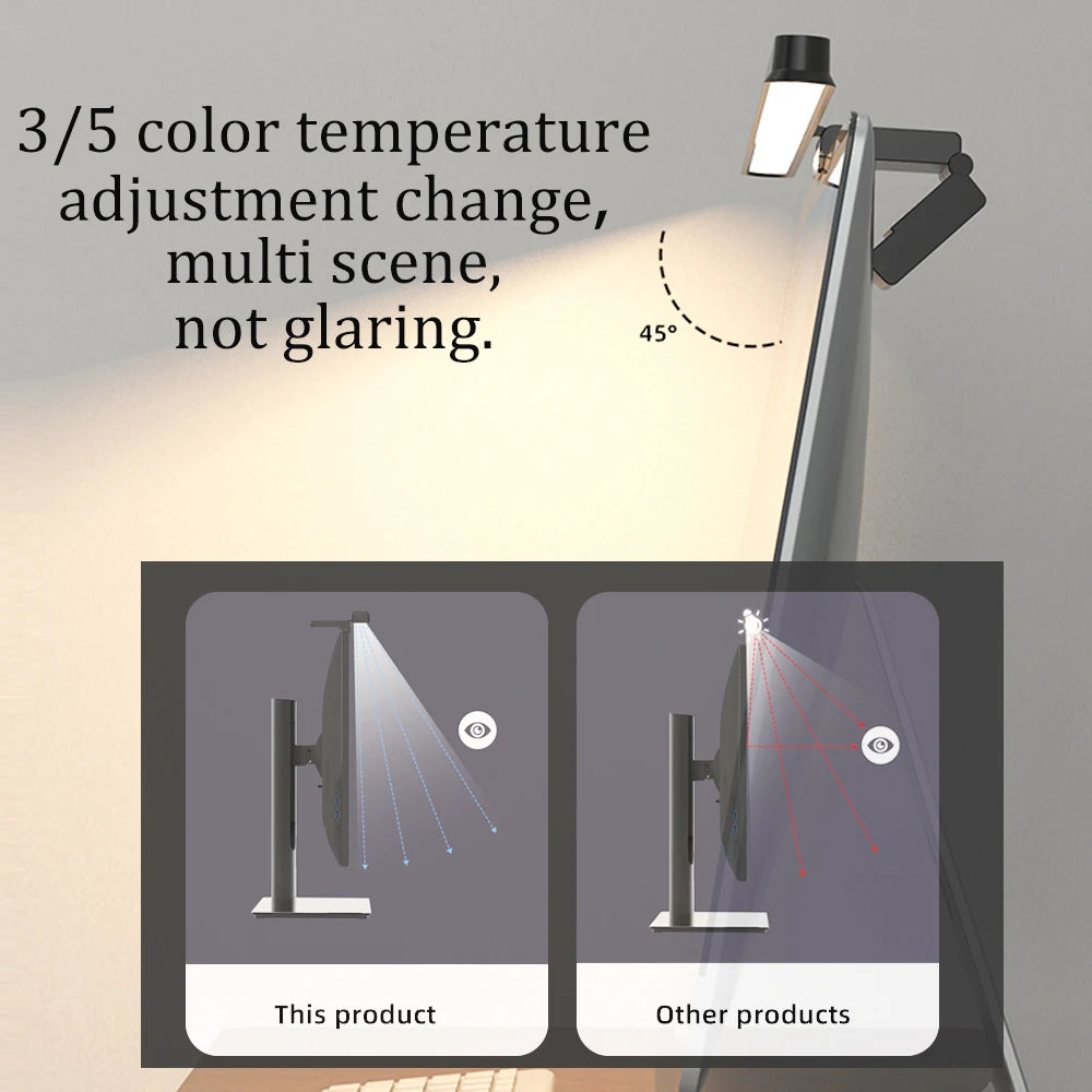 RGB Monitor Light Bar LED PC Screen Hanging Light Atmosphere Night Backlight Dimming Table Lamp For Study/Work/Game Lighting