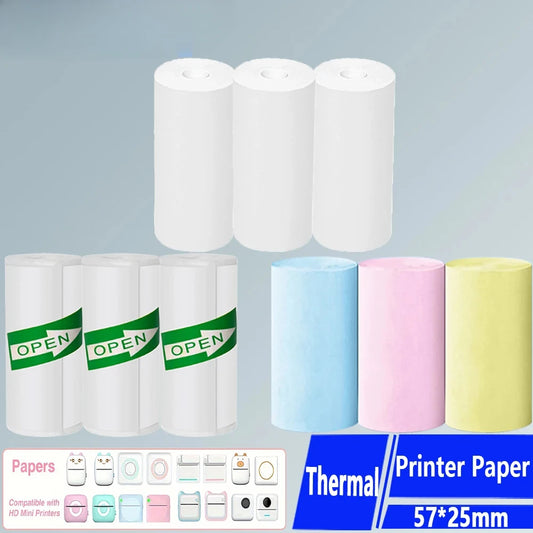 Mini Thermal Printer Paper - Colorful Self-Adhesive 57mm Label Stickers for Bluetooth Inkless Photo Printer