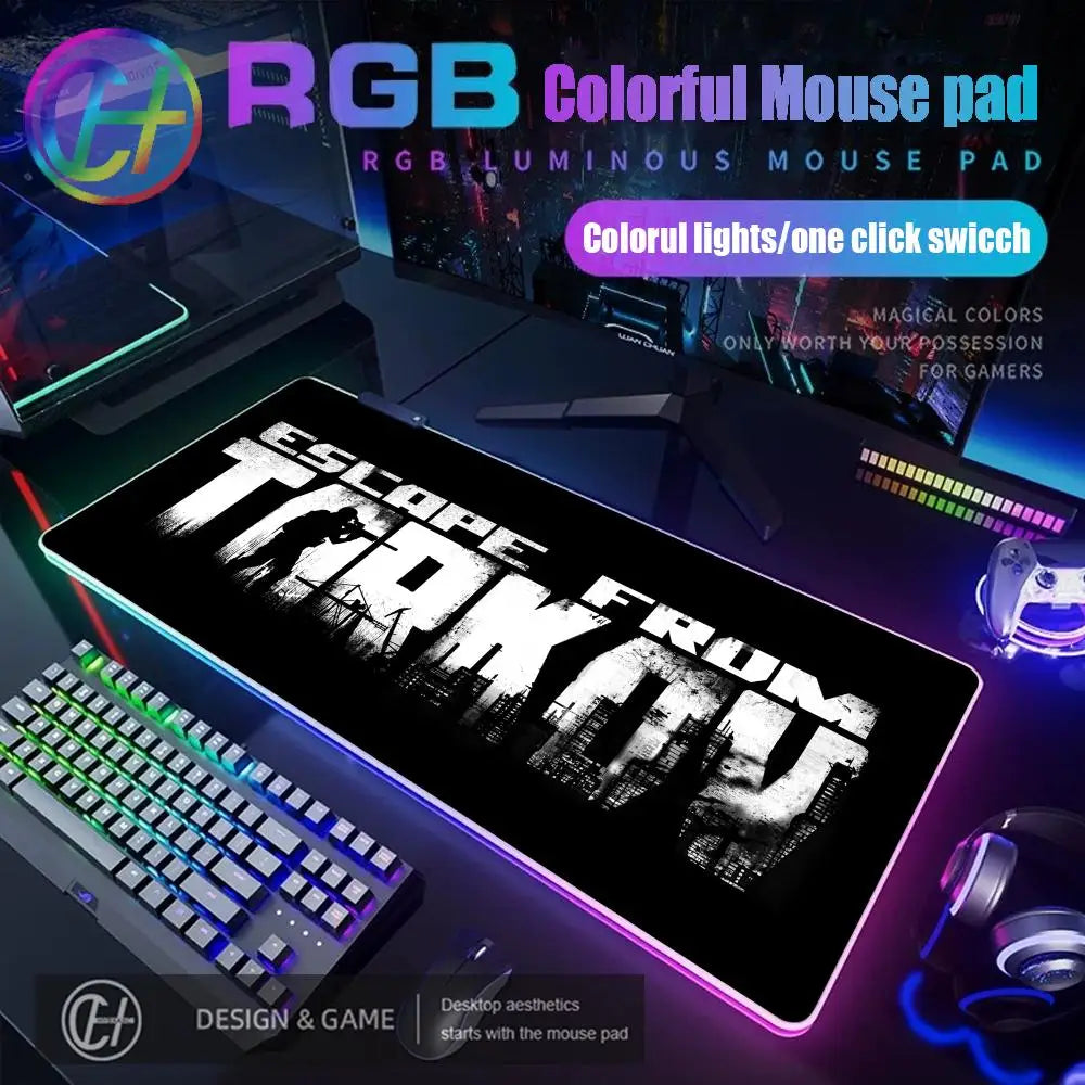 Escape From Tarkov RGB Mouse Pad Computer Gaming Accessories Large Mouse Deskmats MousePads Office Anti-slip Soft Laptop Carpet
