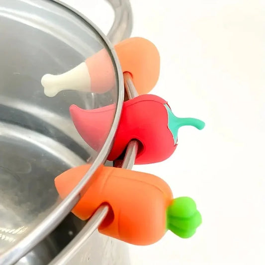 3-Pack Silicone Anti-Overflow Pot Lid Stands, Heat-Resistant for Boiling Soup, Porridge & Milk, Prevents Spills