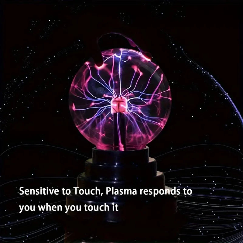 RGB Electrostaticion Plasma Ball Lamp - Touch Control Lightning Globe, USB Powered Color-Changing Mood Light with Glass Cover