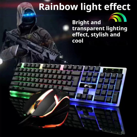 Stylish Backlight Wired Keyboard with Mouse Responsive Game Keys Long Lasting Comfort For Workspaces Efficient Gaming Office