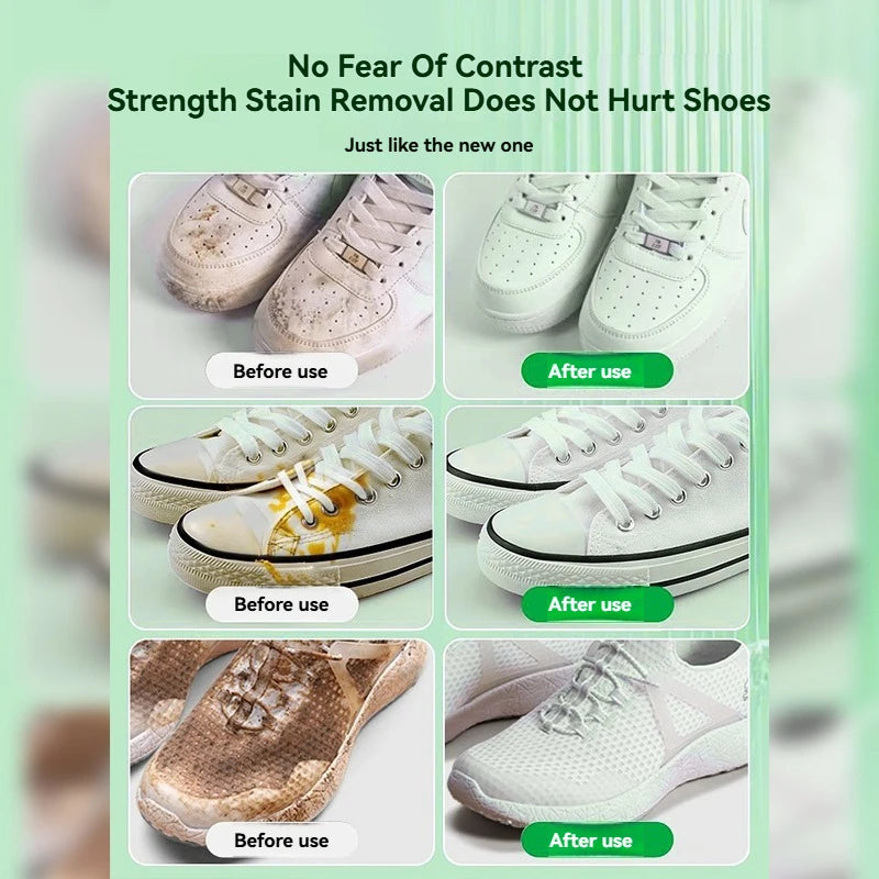 Shoe Cleaner Foam with Brush Head - Gentle No Water Cleaning for White Shoes, Home & Travel Use