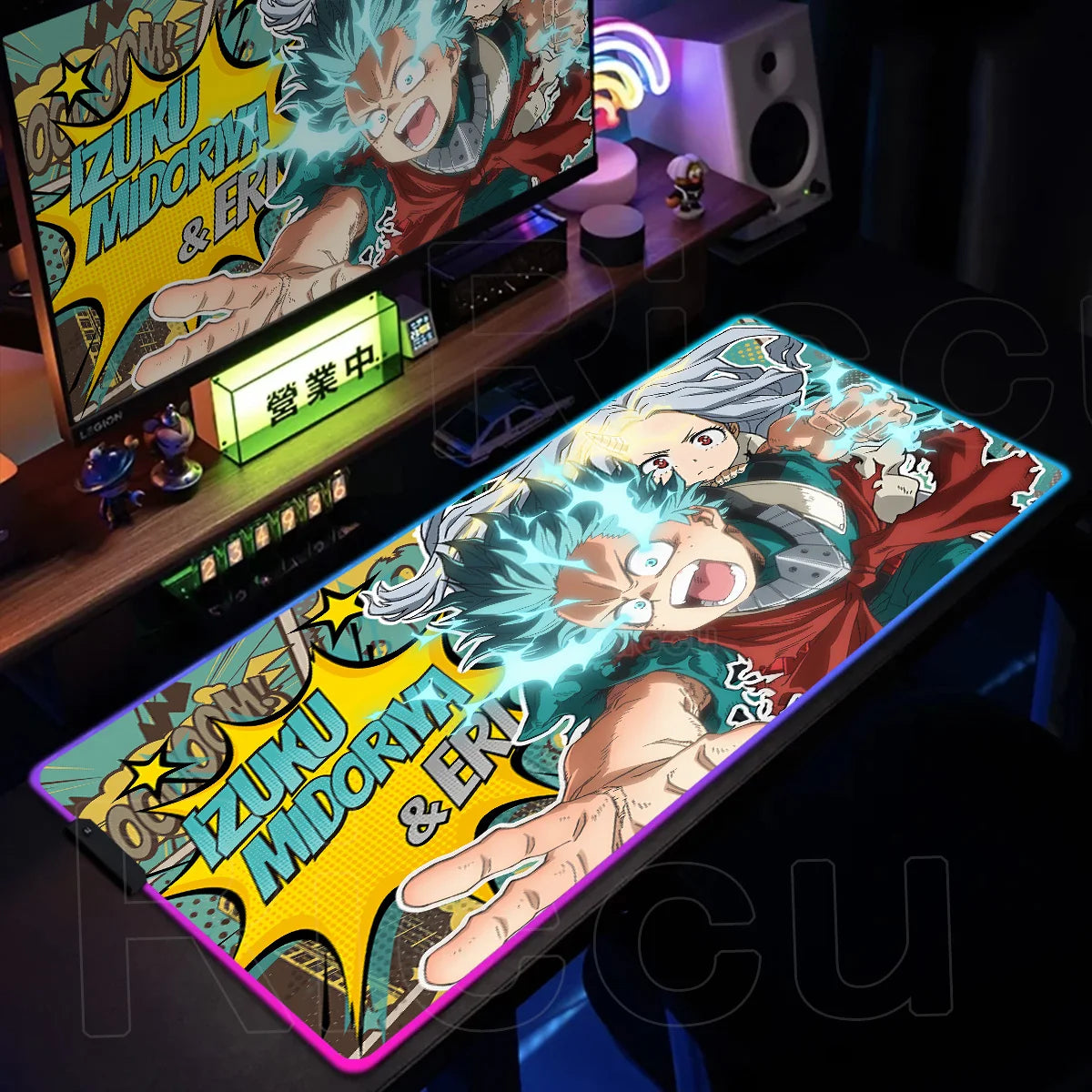 RGB My Hero Academia PC Gaming Accessorie Mouse Pad Keyboard Pad Large Anti-slip Carpets Japanese Anime Mat Home Office Setup