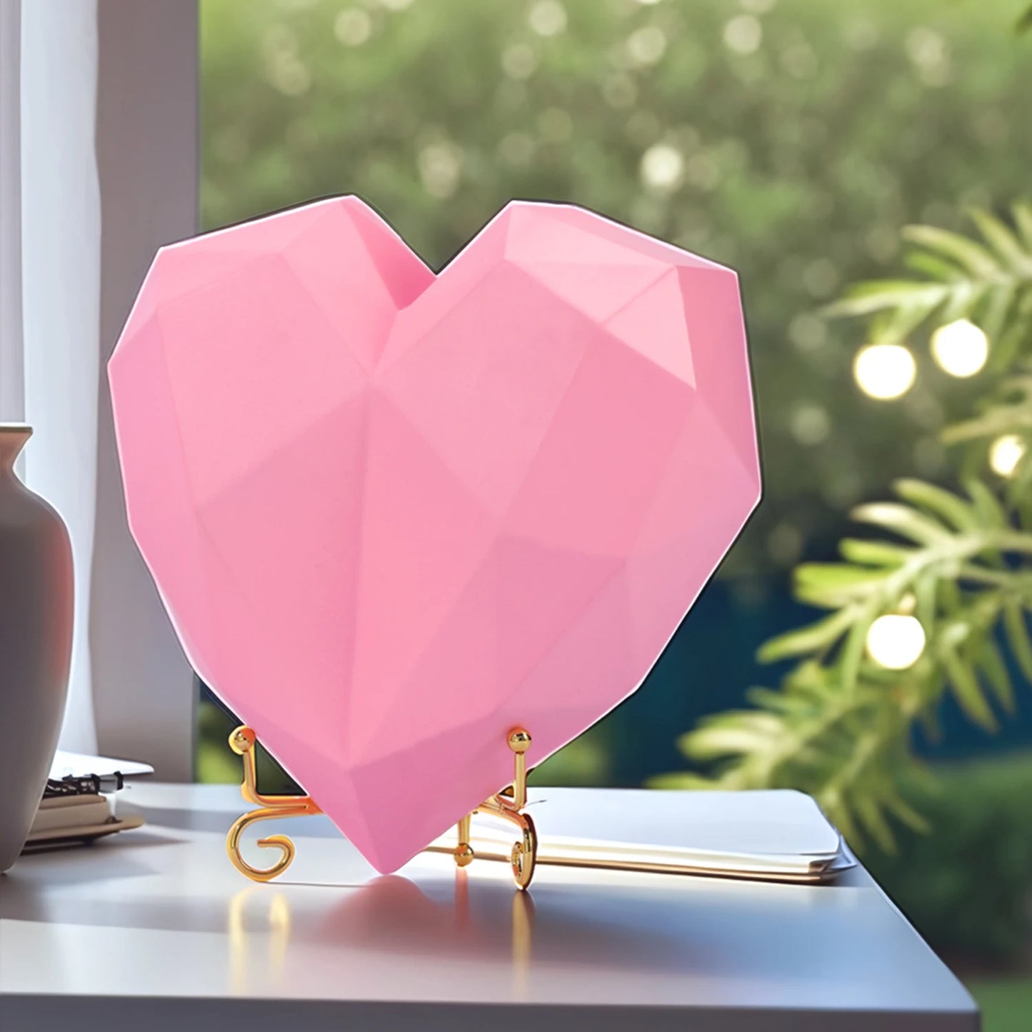 Heart Decor Love Statue Pink and Red Heart Sculpture Couple Wall Decorations Resin Wedding Entrance Table Decor Home Decorations