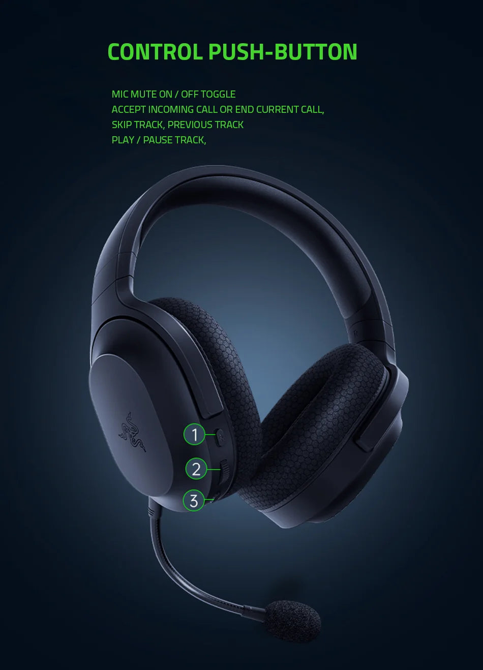 Razer Barracuda X Wireless Bluetooth Gaming Headset, Multi-Platform, USB-C Microphone Connection, PC Gamer Headphone