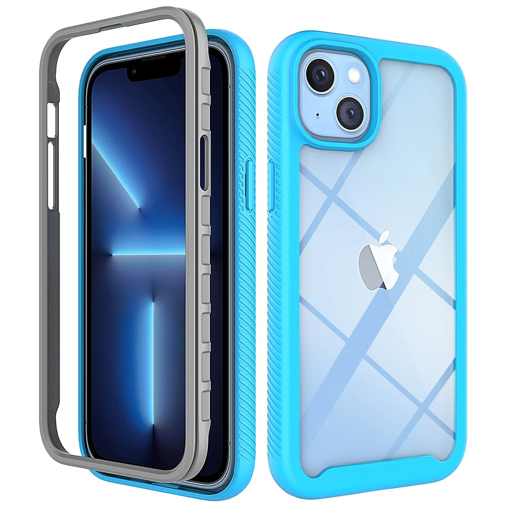 Hybrid Rugged Armor Shockproof Case For iPhone 16 15 14 11 12 13Pro Max XR X XSMAX XS SE 7 8 Plus Transparent Acrylic Back Cover