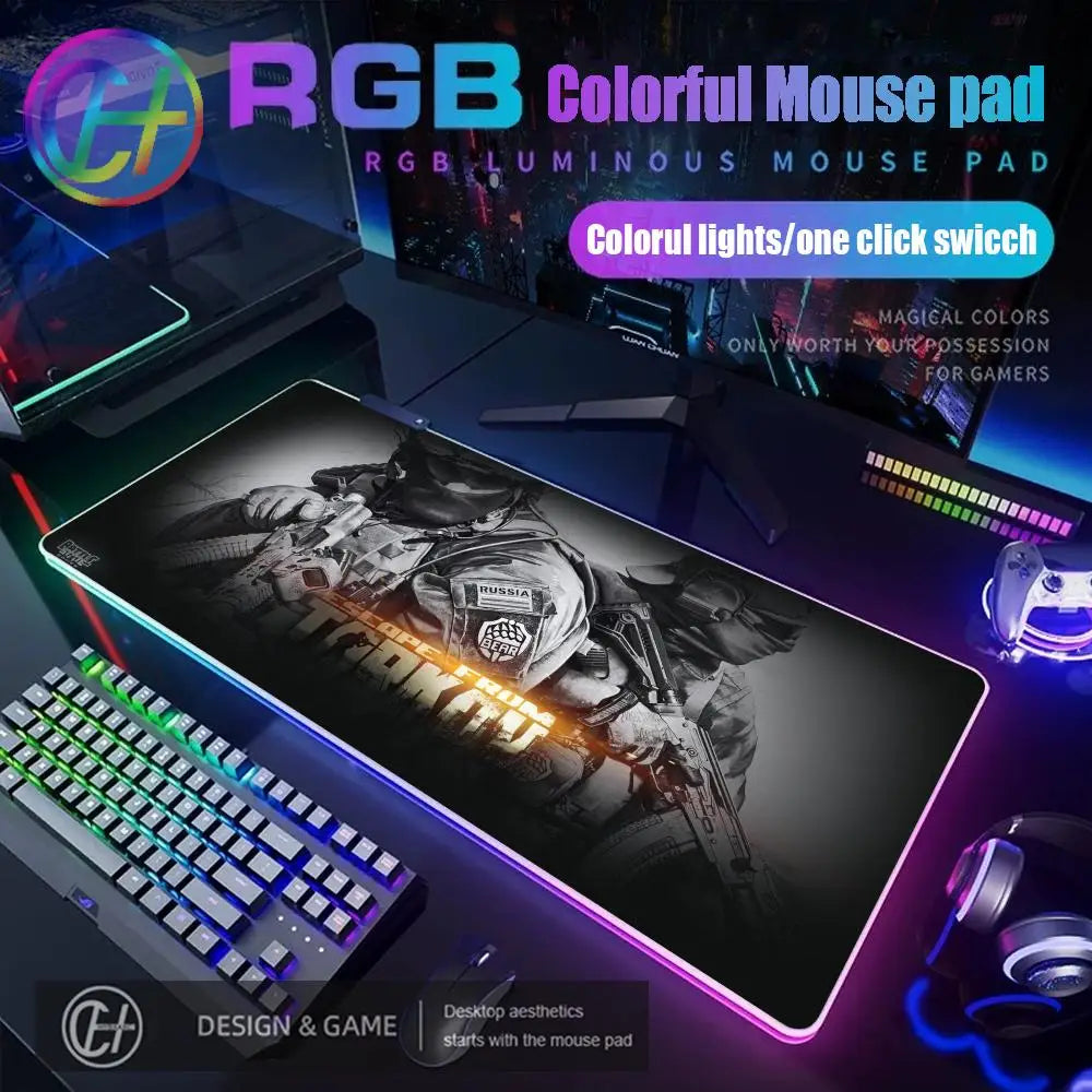 Escape From Tarkov RGB Mouse Pad Computer Gaming Accessories Large Mouse Deskmats MousePads Office Anti-slip Soft Laptop Carpet