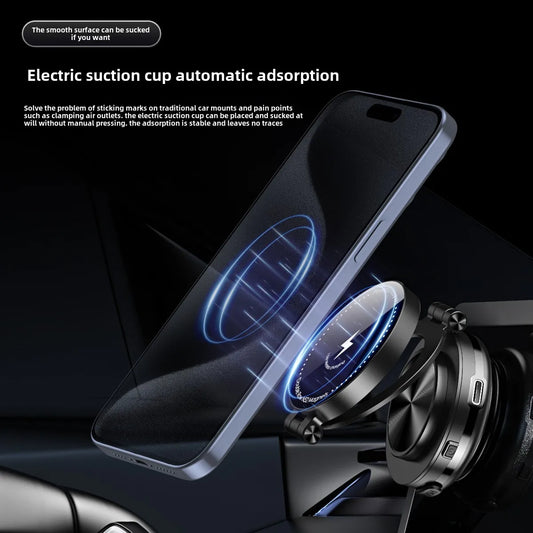 15W Wireless Charger  Double Sides Phone Holder Magnetic Vacuum Adsorption Bracket Foldable GPS Stand Electric Sucker Cup Suppor