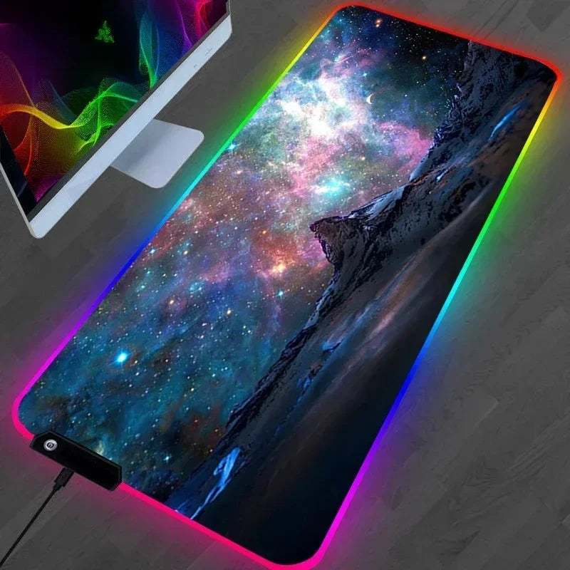 Hot Sell RGB Galaxy Milky Way Mouse Pad Carpet PC Gamer Computer Keyboard Desk Mat anti-slip Mousepad Gaming Accessories 900X400