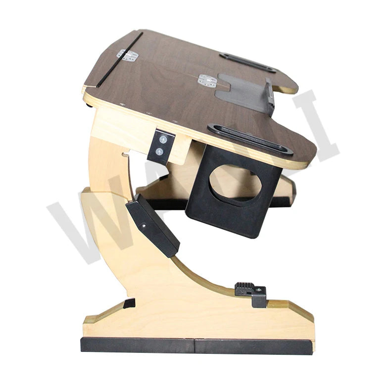 Desktop computer stand, portable and foldable stand, multi-functional reclining desk, made of wood, 360° adjustable laptop stand