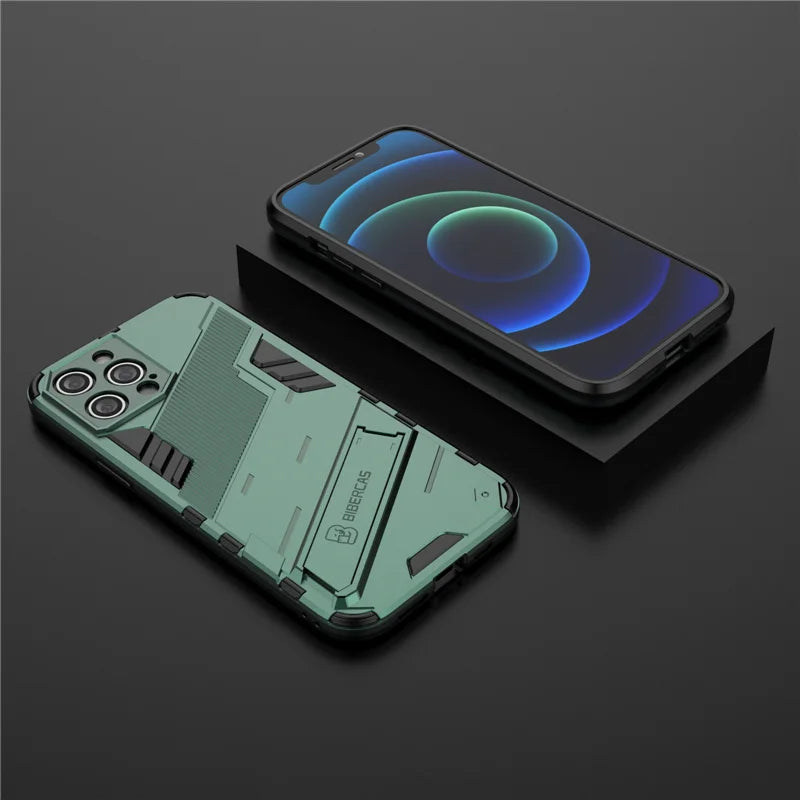 Armor Cyber Shockproof Case For iPhone 17 Air  12 13 Mini 14 15 16 Pro XR XS Max X 11 Pro Max 7 8 16 Plus Stand Holder Cover