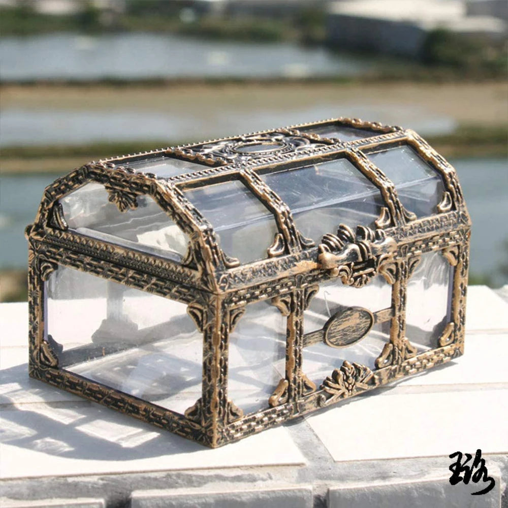 Vintage Treasure Chest Storage Box Transparent Pirate Candy Jewelry Display Box for Wedding Party Birthday