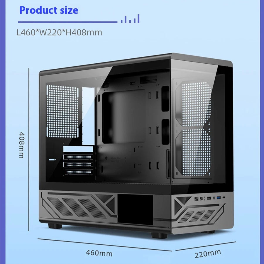 PowerTrain X-GAMERX H6 PC gaming case MATX ITX Sea View Room Resolution 480×854 5-inch LCD Screen 360 water cooler Computer Case
