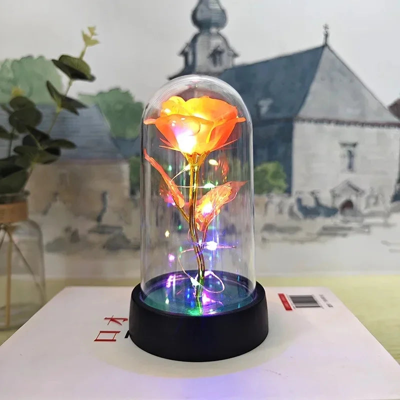 Rose Light Beautiful Realistic Looking Night Light Rose Eternal Flower Party Supplies LED Simulation Rose Flower Valentine's Day