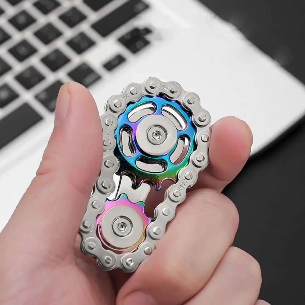 Chains Gear Fidget Spinner Gyroscope Fingertip Sprocket Hand Spinner Chain Gear Metal Spinning Top Wheel Gear Chain Gyroscope