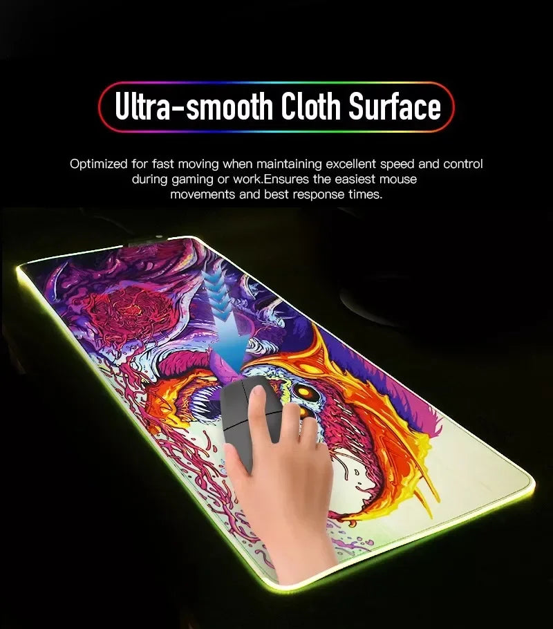 LED Gaming Mouse Pad With Backlight Deskmat PSFour Mousepad RGB Gamer Desk Decorations Computer Mouse Pad Pc Gamer Full Mat