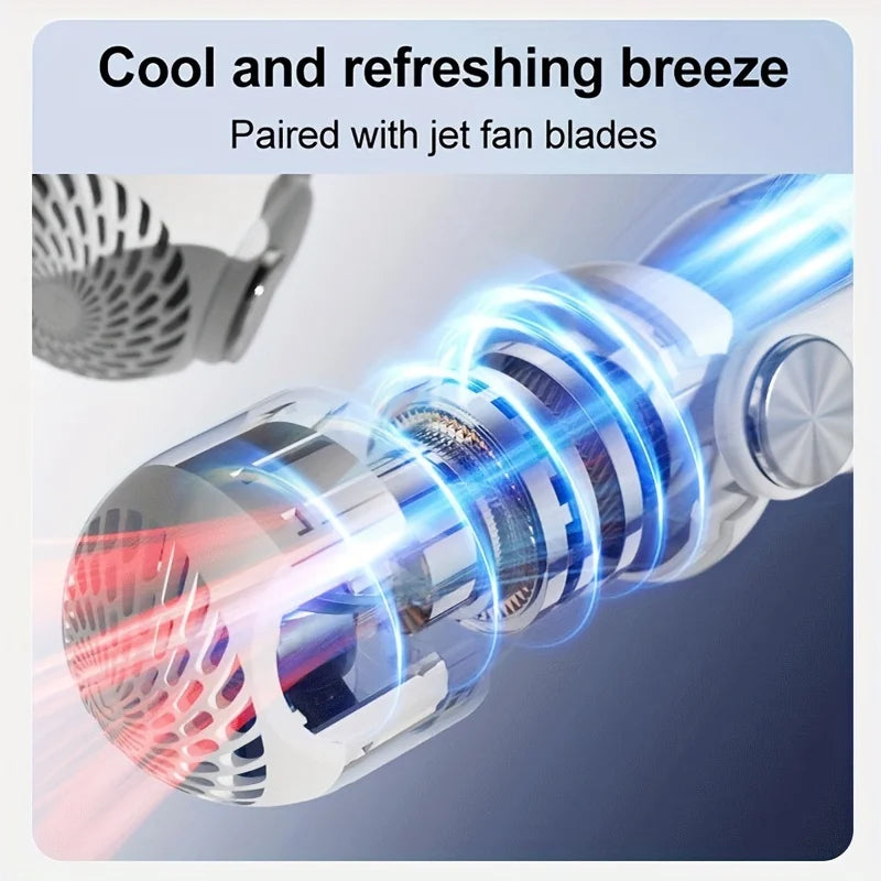 Portable neck mounted fan, USB charging, bladeless hanging neck portable fan with adjustable turbo fan, suitable for outdoor use