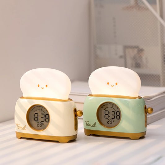 Night Lights Alarm Clock Wake Up LED Nightlight Creative Bedsides Desk Lamp Indoor Lighting Timing USB Dimmable Light Kids Gifts