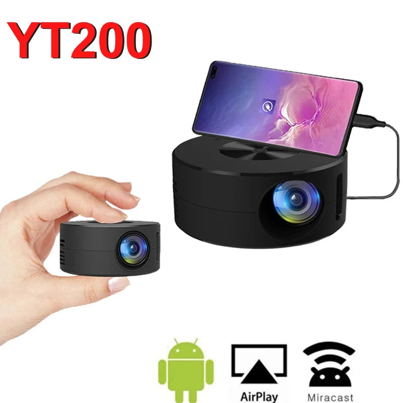 YT200 Portable Mini Projector HD Home Theater LCD children's mobile phone same screen wireless projector Supports IOS Android